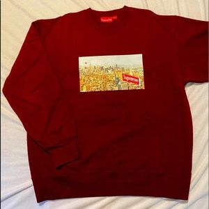 SOLD- off platform - Supreme Aerial Crewneck Burgundy